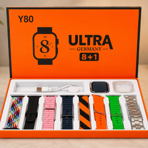 Y80 Ultra Smartwatch with 8 Straps Price in Bangladesh | Wireless Charging |Shop Zoon BD